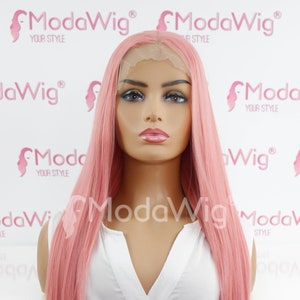 Long Pink Straight Lace Front Wig  | 100% Natural look | Human hair soft feeling | Beautiful Wig | Everyday Long Pink Wig | Pink Party Wig