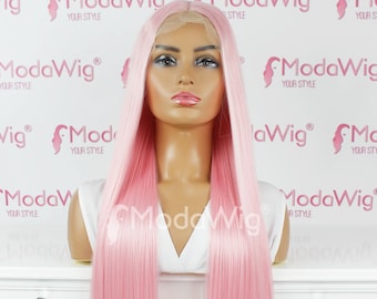 Long pink straight lace front wig | long lace front wig | high quality lace front wig | everyday pink lace front wig | beautiful long wig |