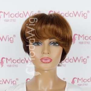 Short straight chestnut full cap wig with bangs | chestnut wig | short wig with bangs | everyday wig | chestnut short wig | wig