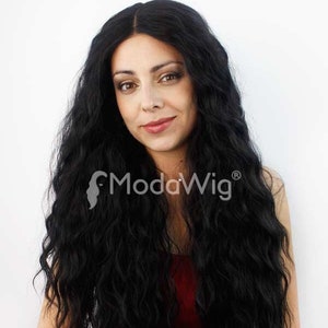 Long black wavy lace front wig | black hair | long wavy wig | long wig |natural look wig | beautiful wig | high quality lace front