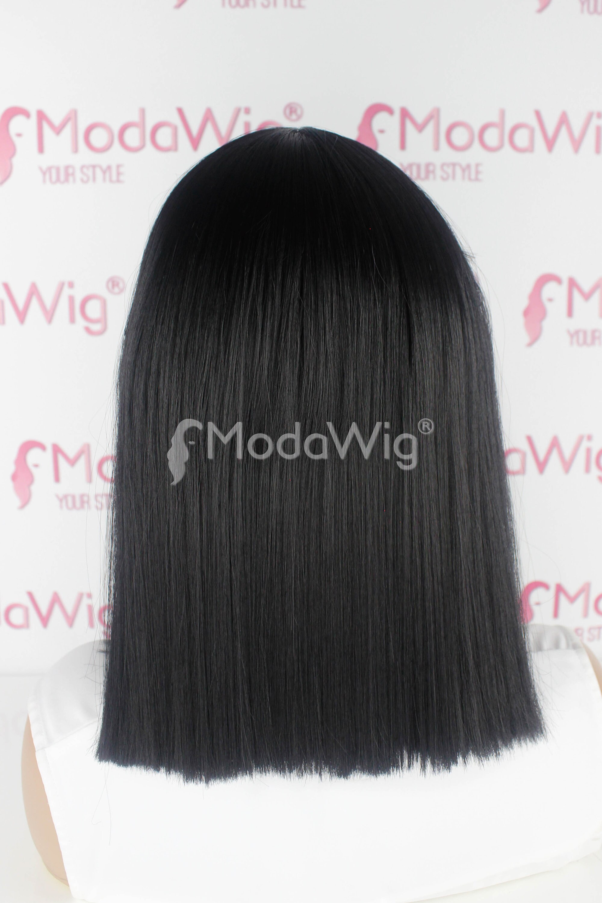 Mid Length Black Straight Full Cap Wig| Black Wig | Natural  display picture 1
