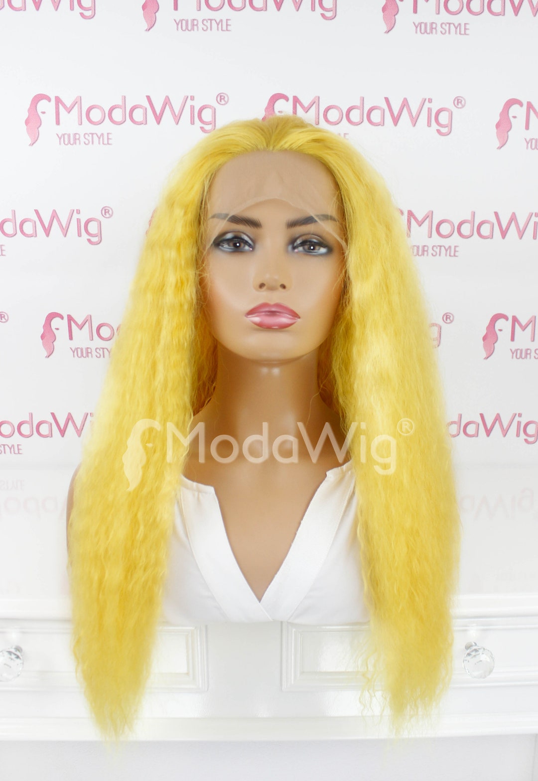 Long Yellow Wavy Lace Front Wig Long Lace Front Wig High Quality Lace
