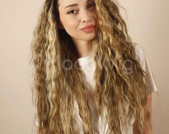 Long Blonde curly lace front wig | Bonde wig | long curly wig | long wig| natural look wig | beautiful wig | high quality lace front wig