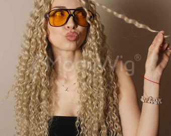 Long Blonde curly lace front wig | Bonde wig | long curly wig | long wig| natural look wig | beautiful wig | high quality lace front wig