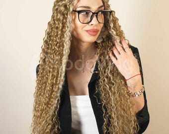 Long Blonde curly lace front wig | Bonde wig | long curly wig | long wig| natural look wig | beautiful wig | high quality lace front wig
