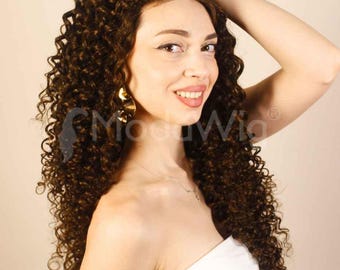 Long dark brown curly lace front wig | dark brown wig | long curly wig | long wig | natural look wig | beautiful wig | high quality lace wig