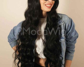 Long black lace front wig | black lace front | long lace front wig | curly lace front wig | curly long wig | natural look wig | black wig
