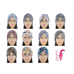 Turban Hat | Stretchy Twisted Turban | Floral Pattern Turban | Cotton Turban | Head Wrap | Headwear | Chemo Beanie | Alopecia Hat