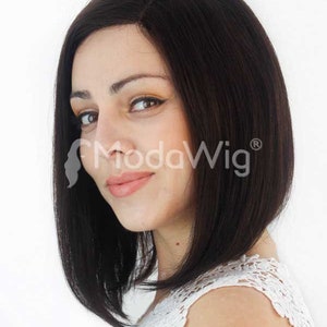 Mid Length Dark Chocolate  Chestnut 100% Human Hair Wig | Straight Human Hair Wig | Premium Quality Chestnut Natural Human Hair Wig