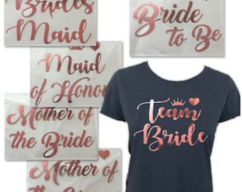 HEN NIGHT PARTY T SHIRT IRON ON TRANSFERS TEAM BRIDE RING ALL COLOURS A5 BRIDE
