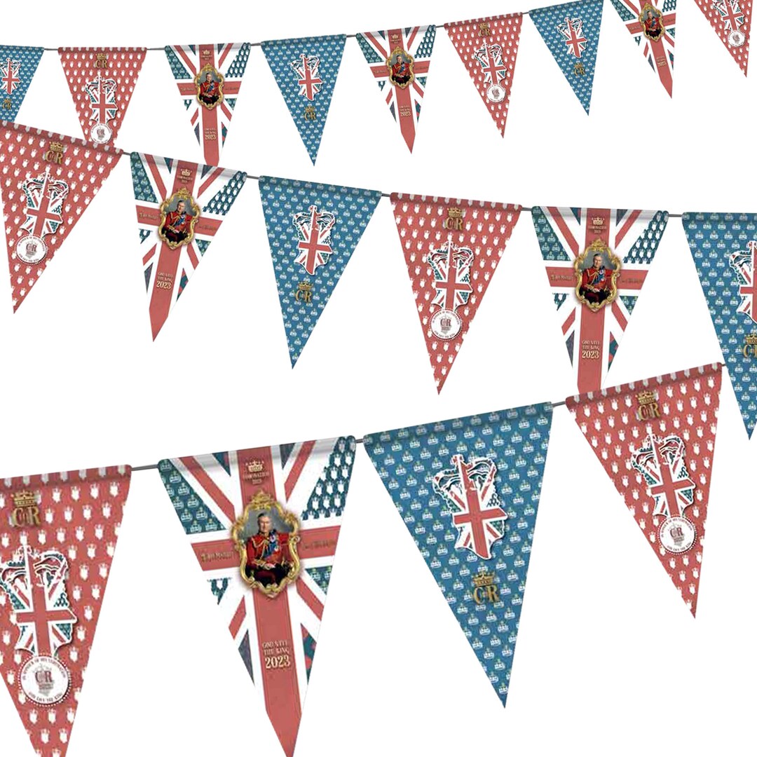 3m King Charles Coronation Decorations Union Jack Red White and Blue ...