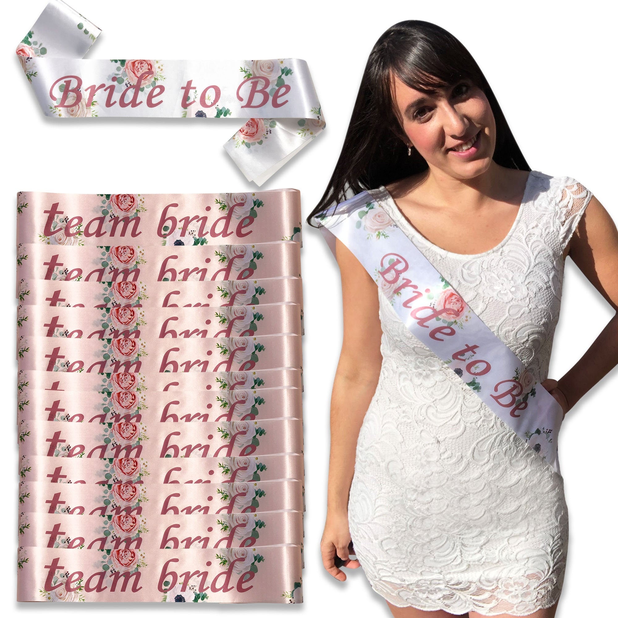 12 Floral Team Bride Sashes and 1 Bride to Be Sash Etsy