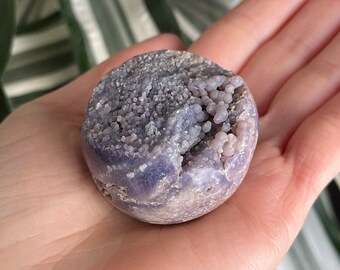 Small Grape Agate sphere - semi-polished - unique collection piece - Infused with Reiki energy - Meditation, anxiety relief - No. 378