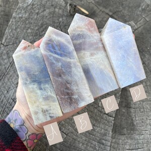 Moonstone Sunstone tower, natural, purified with Palo Santo & infused with Reiki energy You choose Yin Yang energy, balance image 2