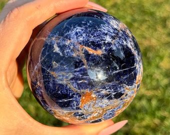 Natural Sodalite sphere, 7.1cm of diameter - Dark blue crystal sphere, Sodalite crystal ball, Healing crystal - Third eye Chakra, intuition
