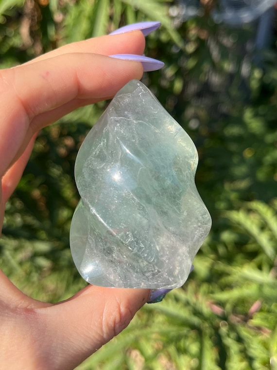 Mint Green Fluorite small Flame, Piece 584, Natural Fluorite flame  point, Light green fluorite crystal, green healing crystal