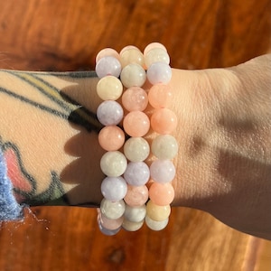 Natural Morganite bracelet | pastel color bracelet | Natural gemstone bracelet | Mala bracelet | Yoga jewelry | Healing bracelet