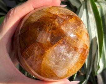 Large Golden Healer Quartz sphere from quality, from Brazil - Natural Golden Healer Quartz crystal sphere