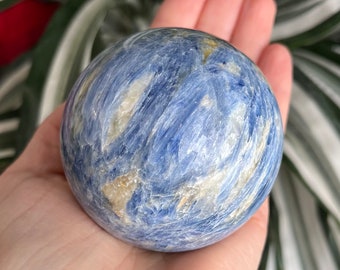 Rare - beautiful blue Kyanite sphere - natural, purified with Palo Santo & infused with Reiki energy, stress and anxiety relief