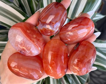 High quality natural Carnelian Agate palm stone from Uruguay, you choose
