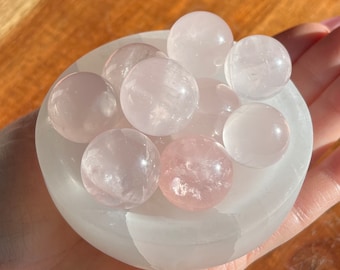 Quality Girasol Rose Quartz mini sphere, light pink Rose Quartz crystal mini sphere, healing crystal - Self-Love, emotional healing