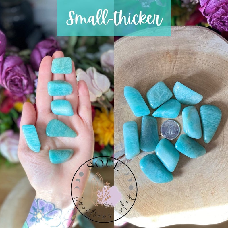 Natural Amazonite from Mozambique, purified with Palo Santo & infused with Reiki energy Heart Chakra, positivity, joy, self-confidence Small~Thicker cm