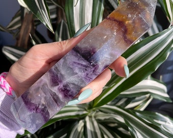 Beautiful multicolor Fluorite tower, natural crystal tower - 17.5cm high - piece No. 762, Infused with Reiki energy