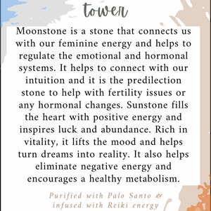 Moonstone Sunstone tower, natural, purified with Palo Santo & infused with Reiki energy You choose Yin Yang energy, balance image 8