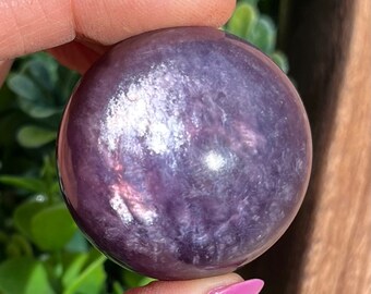 Gem Lepidolite sphere, natural purple mica, purified & infused with Reiki energy - calming, depression and anxiety relief, deep healing