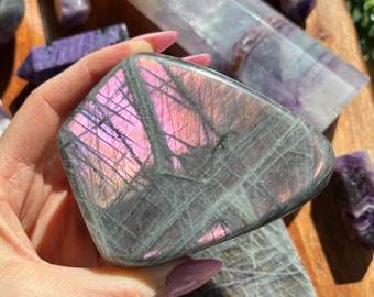 Natural pink and purple Labradorite free form - beautiful flashes - piece No. 758, Healing crystal for protection, Intuition