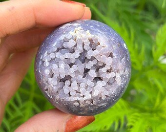 Small sugar Grape Agate sphere, semi-polished, unique collection piece No. 518, purple crystal, healing crystal - Meditation, anxiety relief