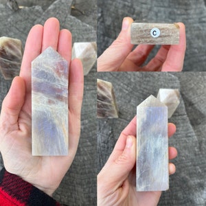 Moonstone Sunstone tower, natural, purified with Palo Santo & infused with Reiki energy You choose Yin Yang energy, balance image 6