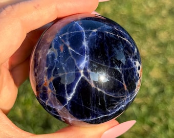 Natural Sodalite sphere, Dark blue crystal sphere, Sodalite crystal ball, Healing crystal - Third eye Chakra, intuition