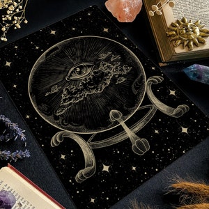 Crystal Ball Print | Gothic Home Decor | Dark Academia Decor | Witchy Wall Art | Fortune Teller Artwork