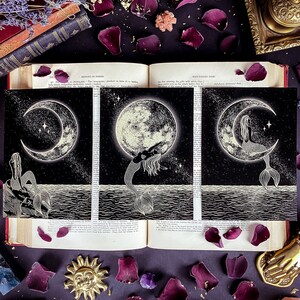 Set of 3 Mermaid & The Moon Prints | Luna Artwork | Celestial Wall Art | Witchy Home Decor | Dark Art