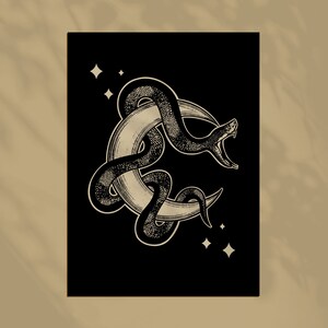 Celestial Snake Print | Serpent Wall Art | Gothic Home Decor | Witchy Artwork