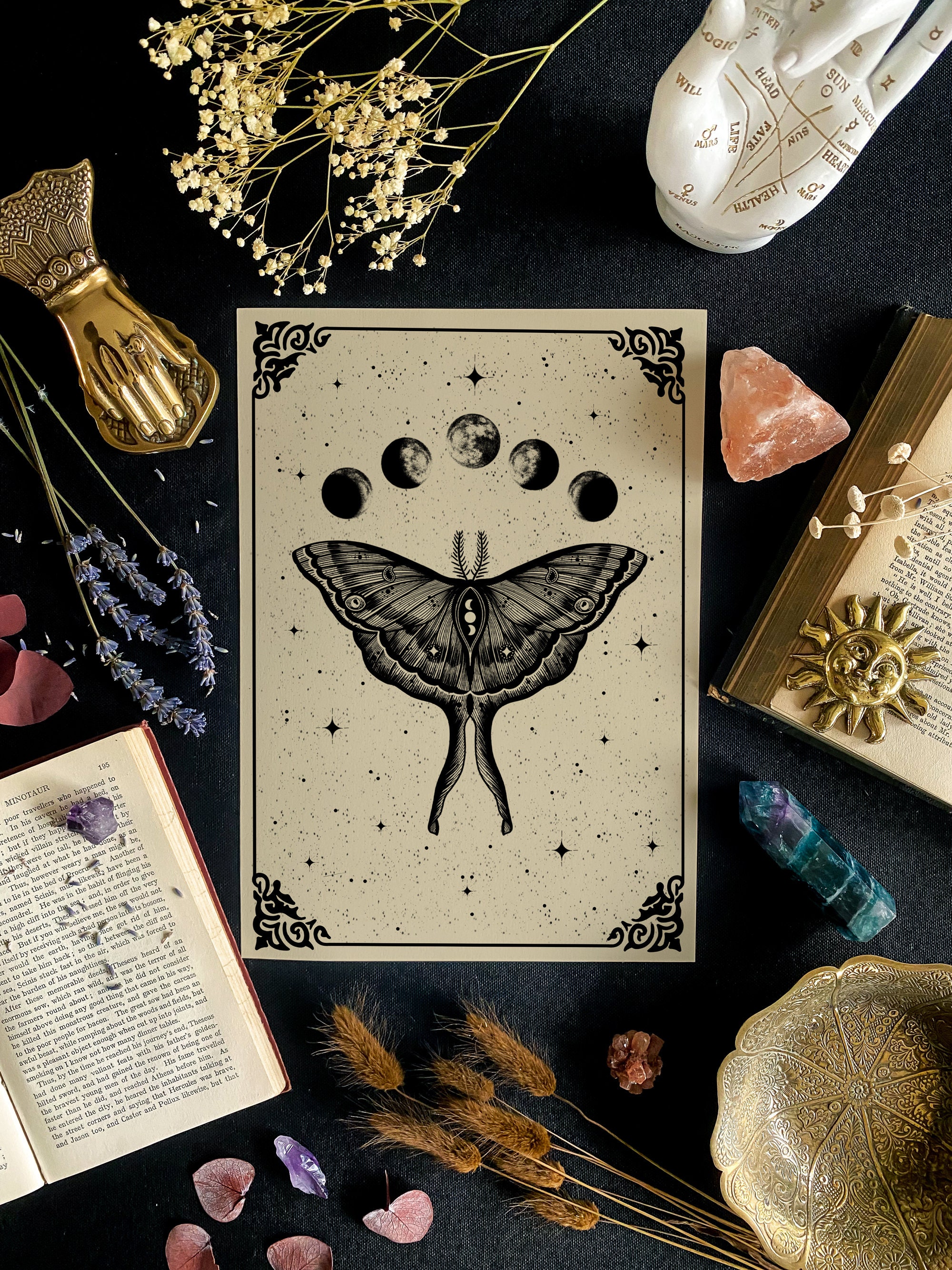 Luna Moth Print | Witchy Wall Art | Gothic Home Decor | Occult ...