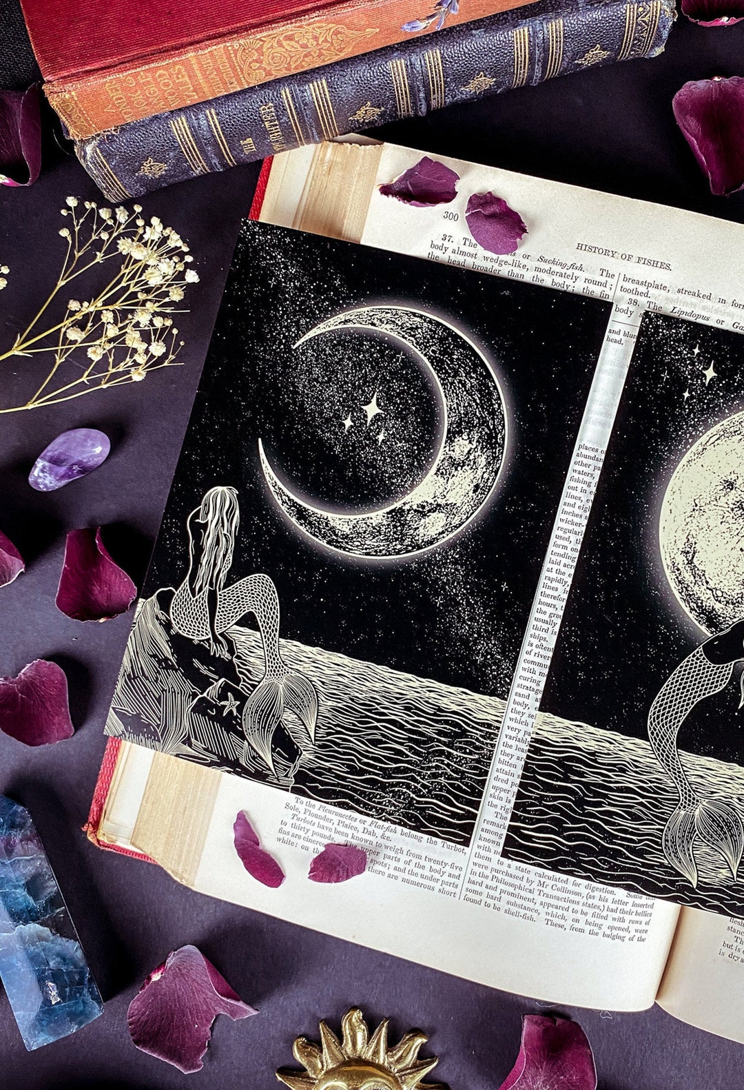 Mermaid & the Moon Print | Luna Artwork | Celestial Wall Art | Witchy ...