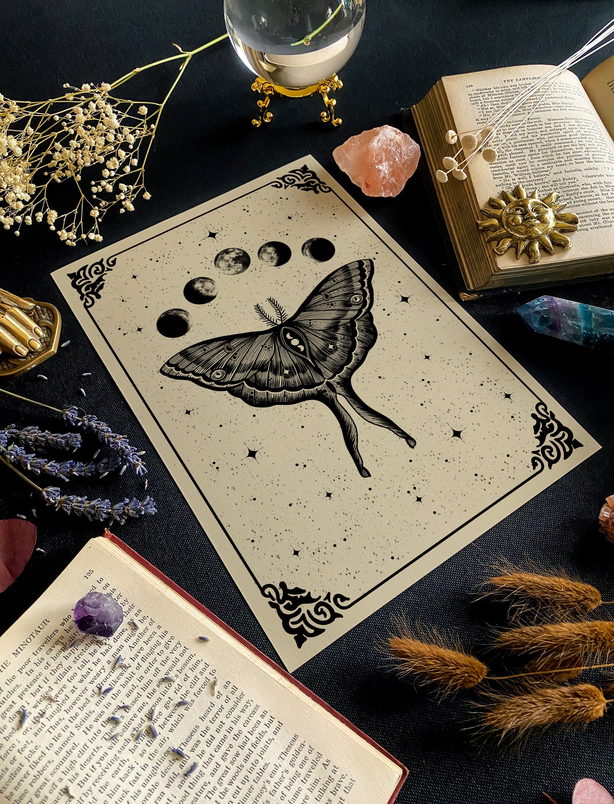 Luna Moth Print | Witchy Wall Art | Gothic Home Decor | Occult ...