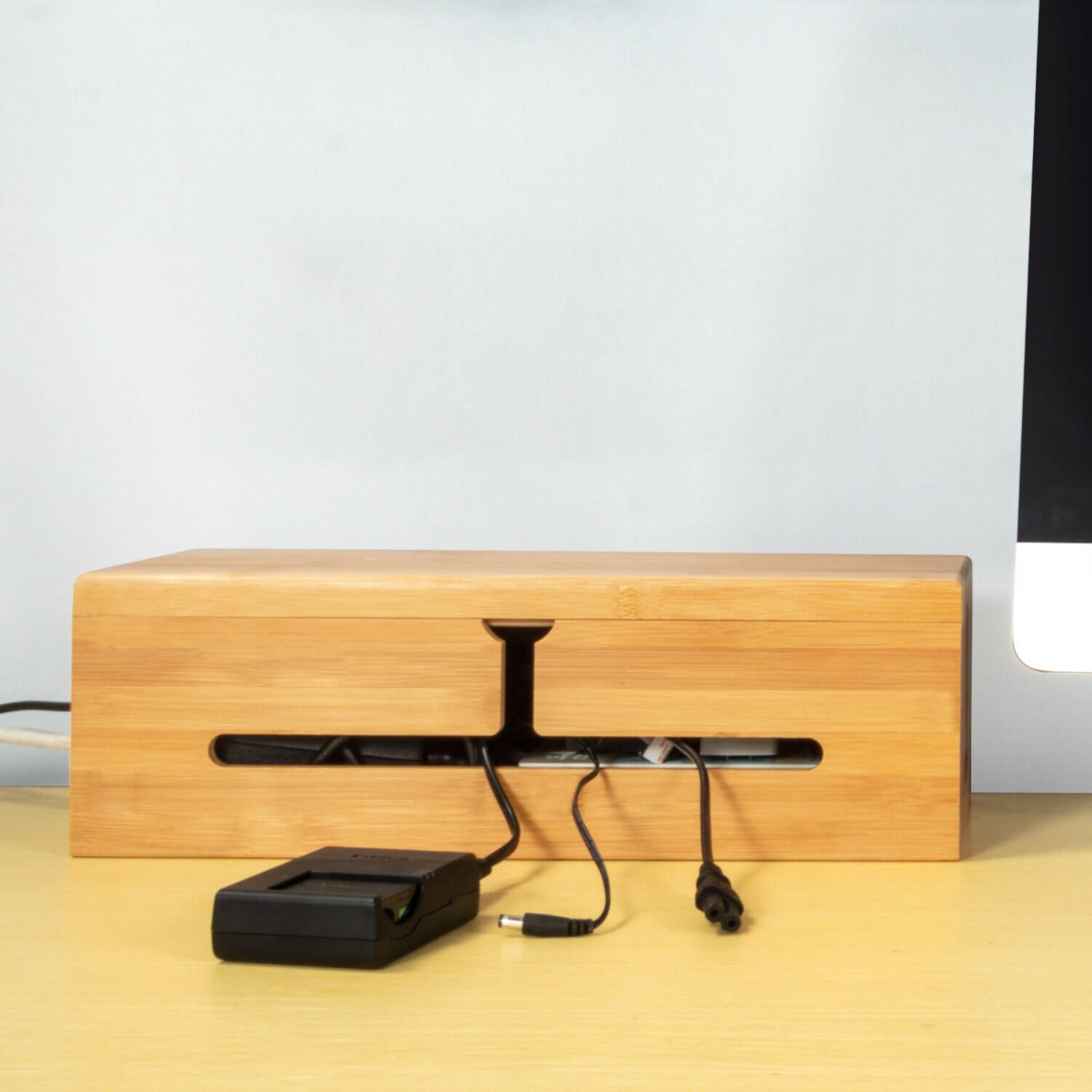 Bamboo Large Cable Box Stylish Cord Organizer Cable Etsy