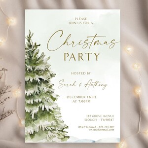 Printable Christmas Invitation Template, Christmas Party, Editable Template, Instant Download, Holiday Party Invitation, Corjl, CT24