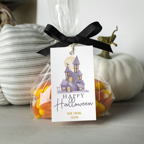 Editable Halloween Favor Tags, Halloween Party Tag, Trick Or Treat Favor Tags Template Printable, Halloween Party Favor Tag, Corjl, HL01