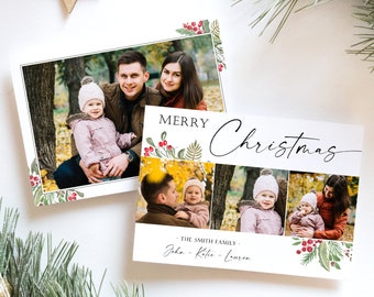 Editable Christmas Photo Card Template (Digital Download)