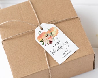 Editable Thanksgiving Gift Tags: Pumpkin Design (Digital Download)