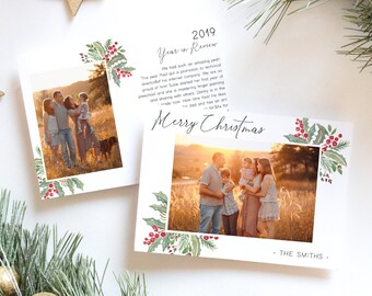 Editable Year in Review Christmas Photo Card Template (Digital)