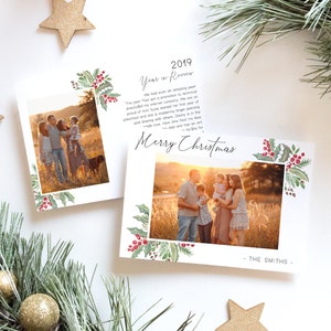Year in Review Christmas Card Template, Editable Card, Digital Holiday Photo Card Template, Photography Christmas Card Template, Corjl, CC01