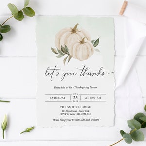 Thanksgiving Invitation, Greenery Thanksgiving Dinner Invitation Template, Editable Thanksgiving Party Printable Invitation, Corjl, TW22