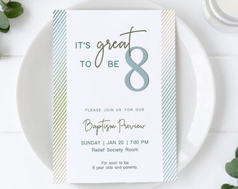 LDS Baptism Preview Invitation, Editable Printable (Instant Download)