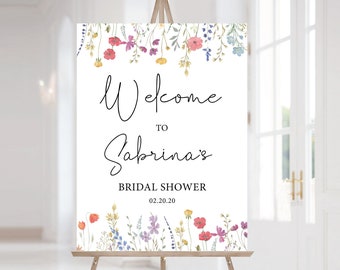 Wildflower Bridal Shower Welcome Sign: Editable Template (Instant Download)