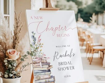 Bridal Shower Welcome Sign: A New Chapter Begins (Editable Digital Template)